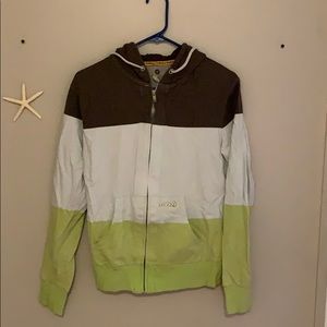 Analog Striped Zip Up Hooded Sweatshirt Womens S